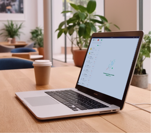 A laptop with the BIkY.ai platform running for AI sales and marketing