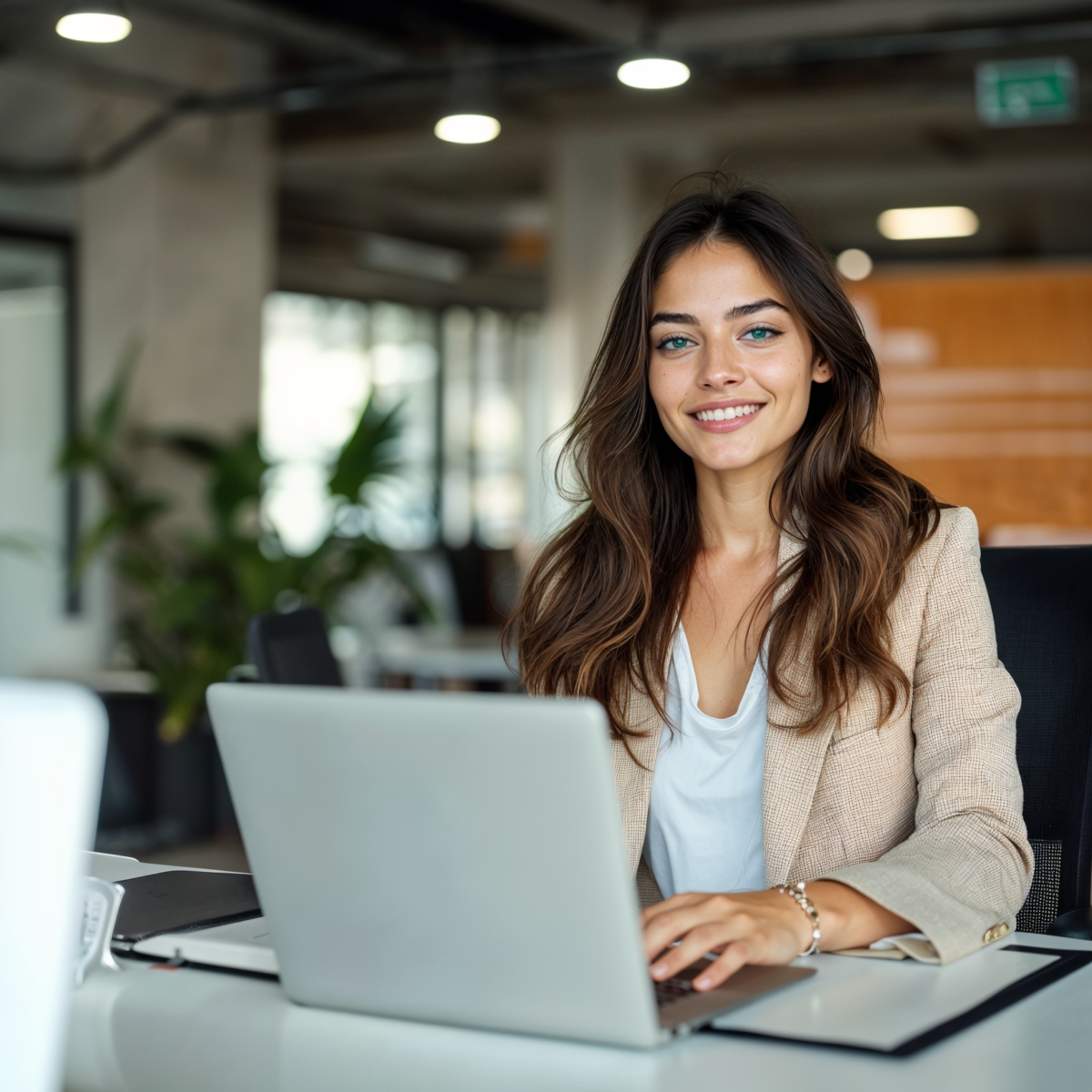 An AI salesperson working in AI sales on a laptop