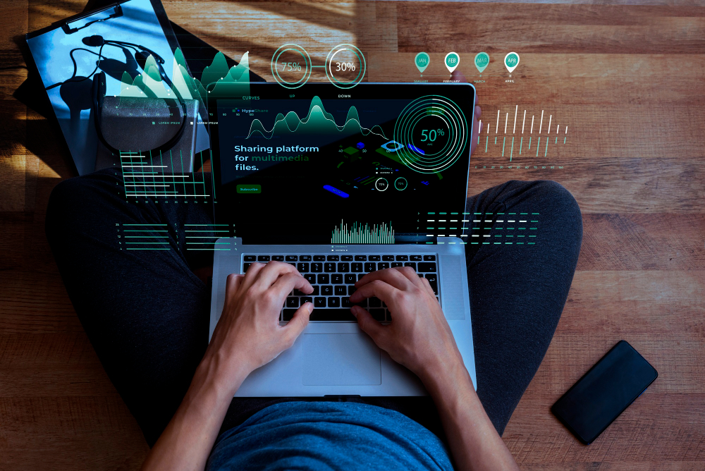 Un PC con datos de un CRM con IA