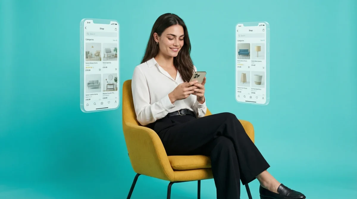 Person viewing a conversational catalog