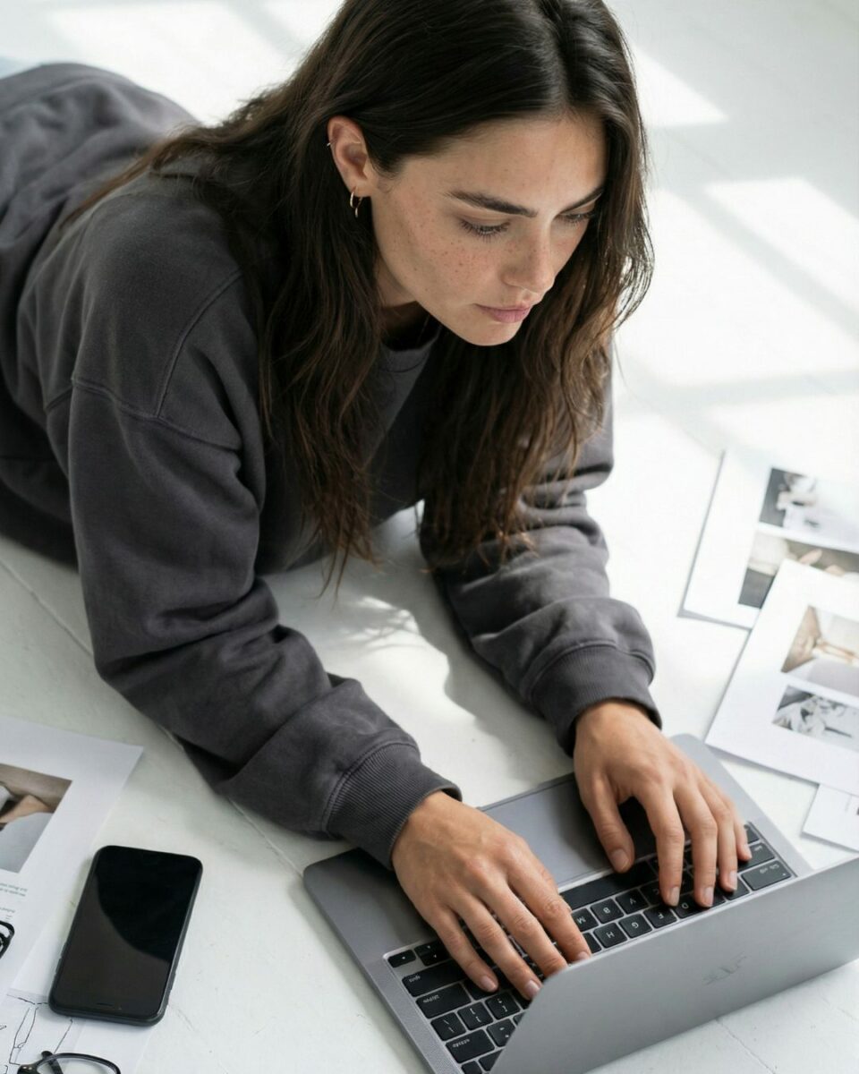 Person browsing a website with AI