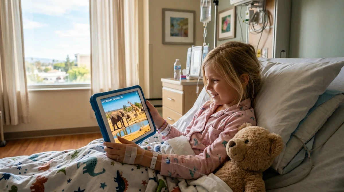 Live animal broadcasts accompany children's recovery in hospitals