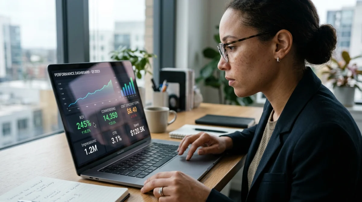 Equipo analizando campañas digitales conectadas al CRM y al embudo comercial para medir ROI real, atribución de leads y conversión de ventas en tiempo real