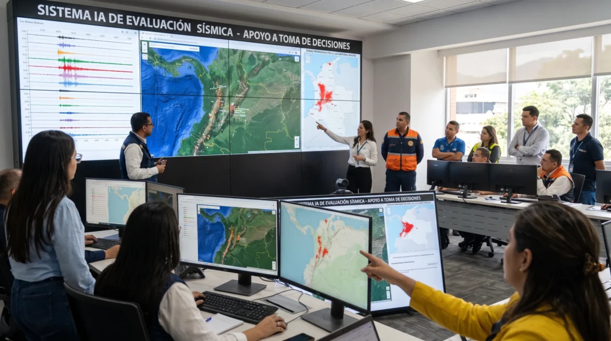 Inteligencia artificial analizando señales sísmicas en Colombia.