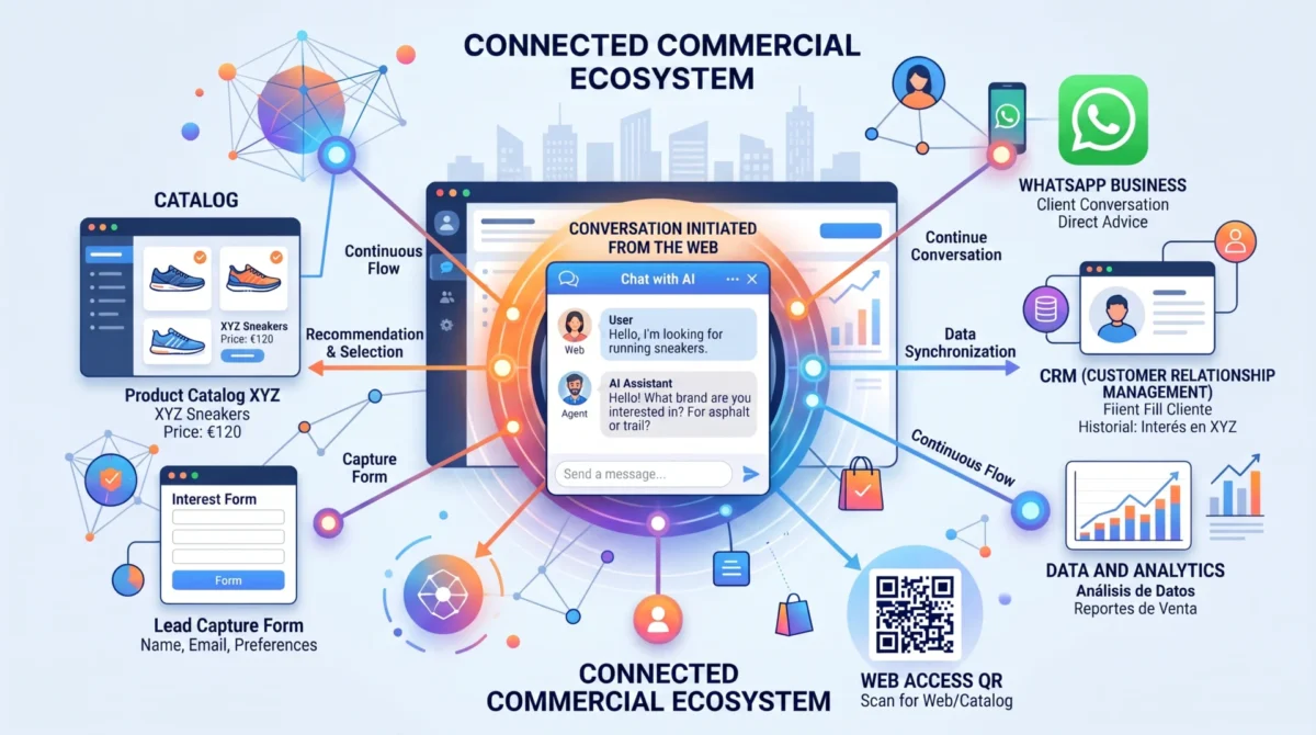 Conversational Web Connected to Product Catalogs, Forms, AI Salespeople, and CRM to Manage Opportunities
