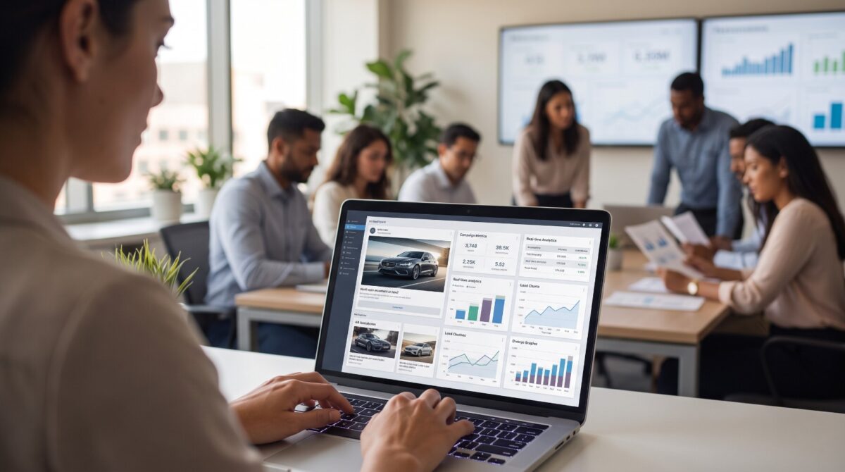Automotive advertising operation where leads and campaign metrics are connected.